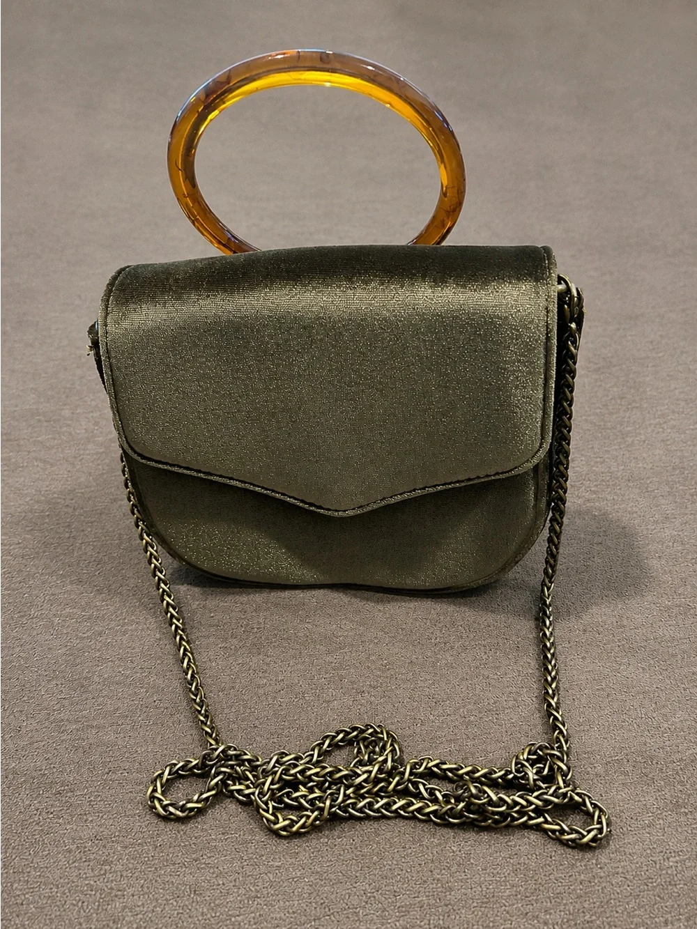 Anthropologie Black Satin Tortoise Handle Crossbody Bag - Picture 2 of 5